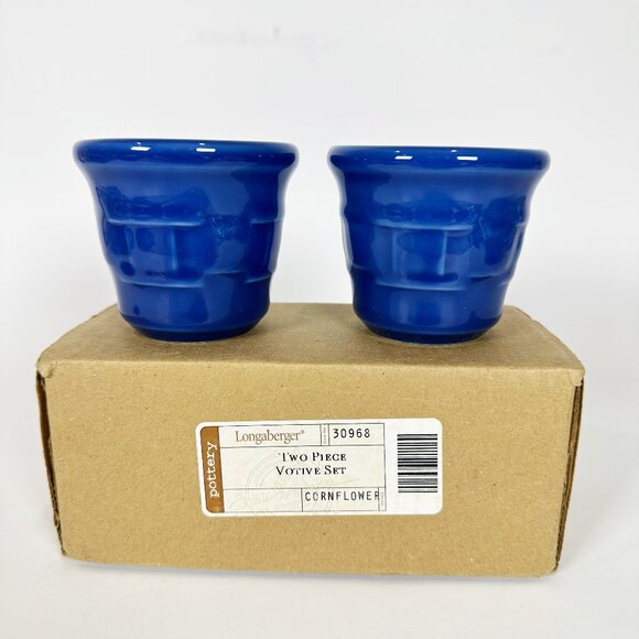 NEW Longaberger Woven Traditions Votive Cups Set of 2 Cornflower Blue USA Made - Picture 2 of 9